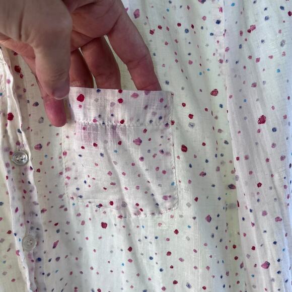 Anthropologie Meadow Rue White And Red Confetti Button Down Shirt Size 6 - Picture 3 of 11